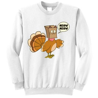 Funny Thanksgiving Turkey In Cat Face Paper Bag Sweatshirt