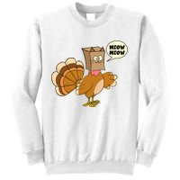 Funny Thanksgiving Turkey In Cat Face Paper Bag Sweatshirt