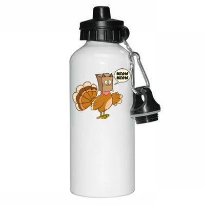 Funny Thanksgiving Turkey In Cat Face Paper Bag Aluminum Water Bottle