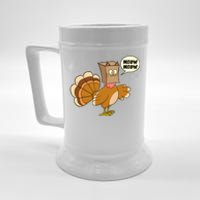 Funny Thanksgiving Turkey In Cat Face Paper Bag Beer Stein