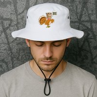 Funny Thanksgiving Turkey In Cat Face Paper Bag Bucket Hat