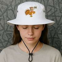 Funny Thanksgiving Turkey In Cat Face Paper Bag Bucket Hat