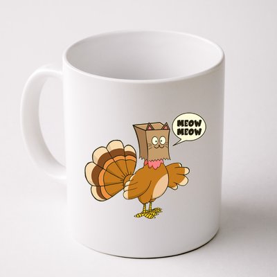 Funny Thanksgiving Turkey In Cat Face Paper Bag Mug