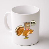 Funny Thanksgiving Turkey In Cat Face Paper Bag Coffee Mug