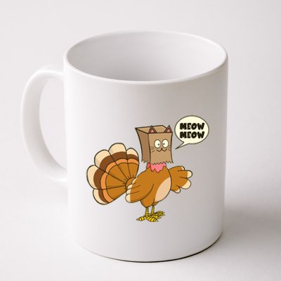 Funny Thanksgiving Turkey In Cat Face Paper Bag Coffee Mug