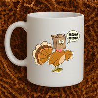 Funny Thanksgiving Turkey In Cat Face Paper Bag Mug
