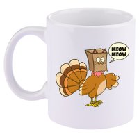 Funny Thanksgiving Turkey In Cat Face Paper Bag 11oz C Handle Ceramic Mug