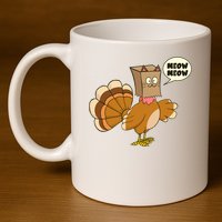 Funny Thanksgiving Turkey In Cat Face Paper Bag 11oz C Handle Ceramic Mug