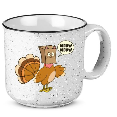 Funny Thanksgiving Turkey In Cat Face Paper Bag 15oz Campfire Ceramic Mug