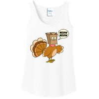 Funny Thanksgiving Turkey In Cat Face Paper Bag Ladies Essential Tank