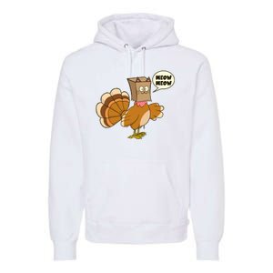 Funny Thanksgiving Turkey In Cat Face Paper Bag Premium Hoodie