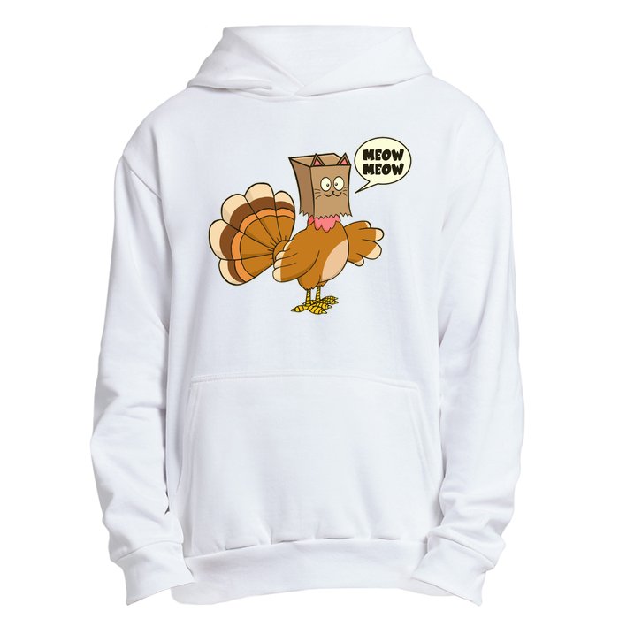 Funny Thanksgiving Turkey In Cat Face Paper Bag Urban Pullover Hoodie