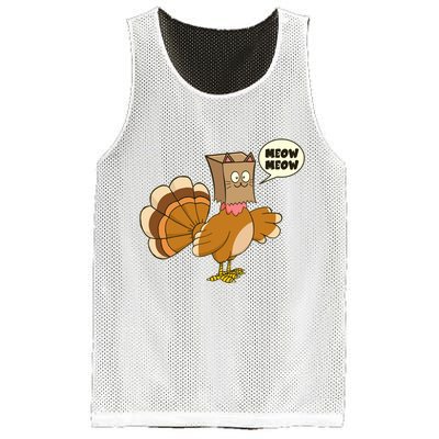 Funny Thanksgiving Turkey In Cat Face Paper Bag Mesh Reversible Basketball Jersey Tank