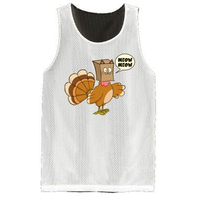 Funny Thanksgiving Turkey In Cat Face Paper Bag Mesh Reversible Basketball Jersey Tank