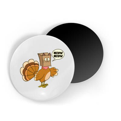 Funny Thanksgiving Turkey In Cat Face Paper Bag Magnet