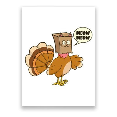 Funny Thanksgiving Turkey In Cat Face Paper Bag Poster