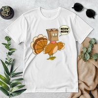 Funny Thanksgiving Turkey In Cat Face Paper Bag Premium T-Shirt
