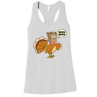 Funny Thanksgiving Turkey In Cat Face Paper Bag Women's Racerback Tank