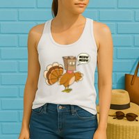 Funny Thanksgiving Turkey In Cat Face Paper Bag Womens Tank Top