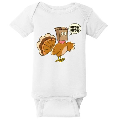 Funny Thanksgiving Turkey In Cat Face Paper Bag Baby Bodysuit