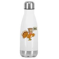 Funny Thanksgiving Turkey In Cat Face Paper Bag Stainless Steel Insulated Water Bottle