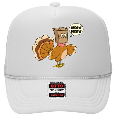 Funny Thanksgiving Turkey In Cat Face Paper Bag Trucker Hat