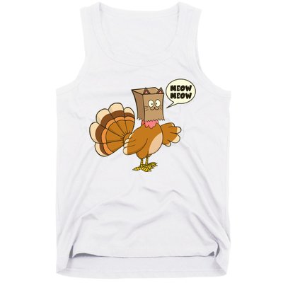 Funny Thanksgiving Turkey In Cat Face Paper Bag Tank Top
