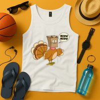 Funny Thanksgiving Turkey In Cat Face Paper Bag Tank Top