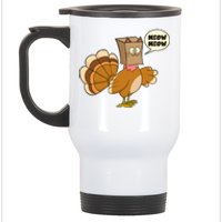 Funny Thanksgiving Turkey In Cat Face Paper Bag Stainless Steel Travel Mug