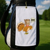 Funny Thanksgiving Turkey In Cat Face Paper Bag Golf Towel