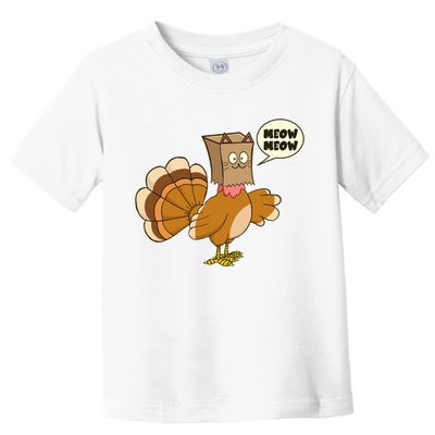 Funny Thanksgiving Turkey In Cat Face Paper Bag Toddler T-Shirt