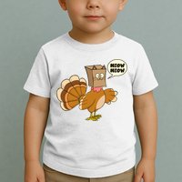 Funny Thanksgiving Turkey In Cat Face Paper Bag Toddler T-Shirt