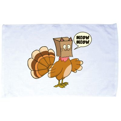 Funny Thanksgiving Turkey In Cat Face Paper Bag Microfiber Hand Towel