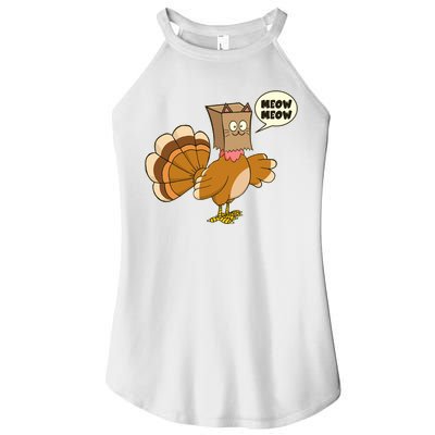 Funny Thanksgiving Turkey In Cat Face Paper Bag Women's Perfect Tri Rocker Tank