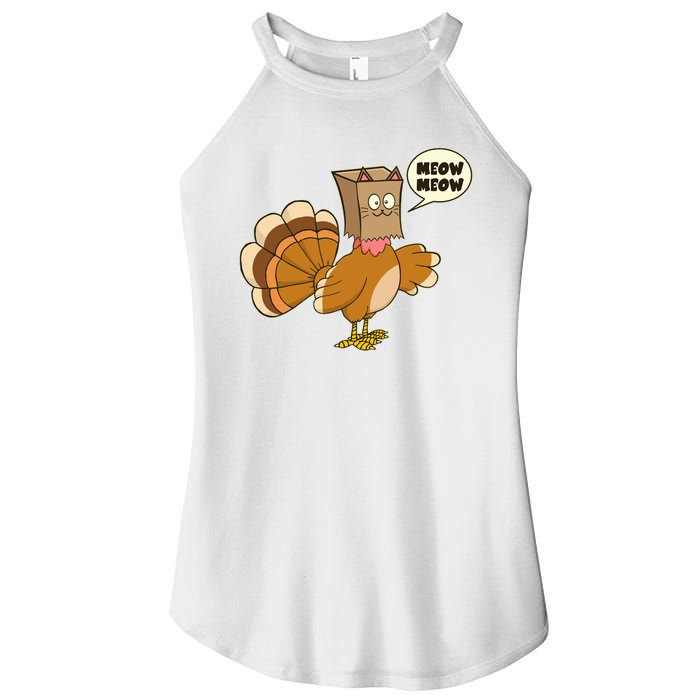 Funny Thanksgiving Turkey In Cat Face Paper Bag Women's Perfect Tri Rocker Tank