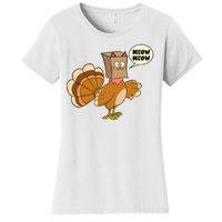 Funny Thanksgiving Turkey In Cat Face Paper Bag Women's T-Shirt