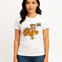 Funny Thanksgiving Turkey In Cat Face Paper Bag Womens T-Shirt