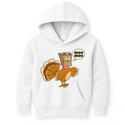 Funny Thanksgiving Turkey In Cat Face Paper Bag Kids Hoodie