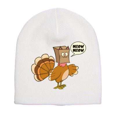 Funny Thanksgiving Turkey In Cat Face Paper Bag Short Acrylic Beanie