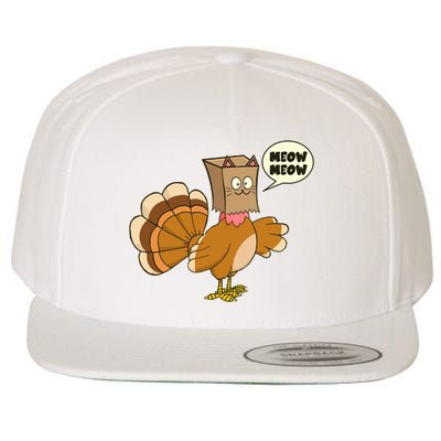Funny Thanksgiving Turkey In Cat Face Paper Bag Wool Snapback Cap