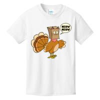 Funny Thanksgiving Turkey In Cat Face Paper Bag Kids T-Shirt