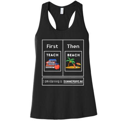 First Teach Then Beach I Am Earning A Summer Break Women's Racerback Tank