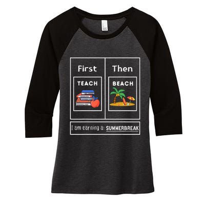 First Teach Then Beach I Am Earning A Summer Break Women's Tri-Blend 3/4-Sleeve Raglan Shirt