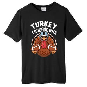 Funny Turkey Turkey And Touchdowns Thanksgiving Fall Great Gift Tall Fusion ChromaSoft Performance T-Shirt