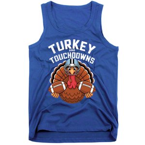 Funny Turkey Turkey And Touchdowns Thanksgiving Fall Great Gift Tank Top