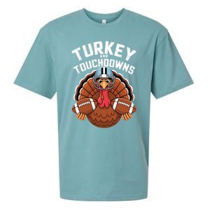 Funny Turkey Turkey And Touchdowns Thanksgiving Fall Great Gift Sueded Cloud Jersey T-Shirt