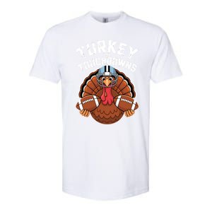 Funny Turkey Turkey And Touchdowns Thanksgiving Fall Great Gift Softstyle CVC T-Shirt