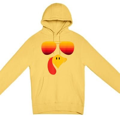 Funny Thanksgiving Turkey Face With Sunglasses Premium Pullover Hoodie