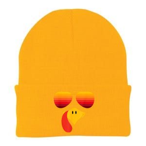 Funny Thanksgiving Turkey Face With Sunglasses Knit Cap Winter Beanie