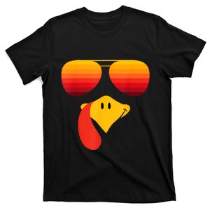 Funny Thanksgiving Turkey Face With Sunglasses T-Shirt